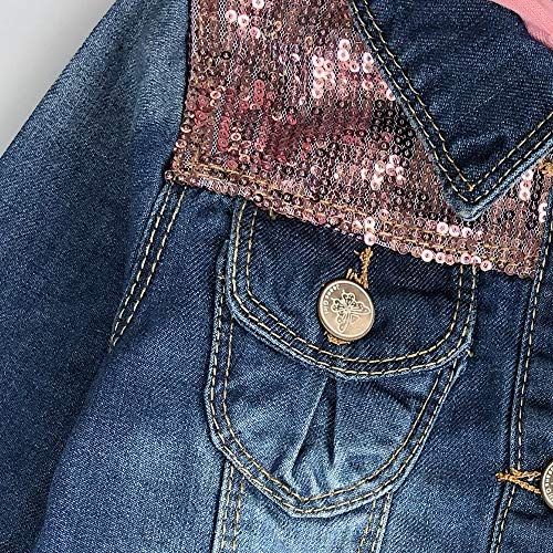 Peacolate 2-11Y Little&Big Girls Sequin Outerwear Embroidery Denim Jacket(Butterfly,7-8y) - Image 2