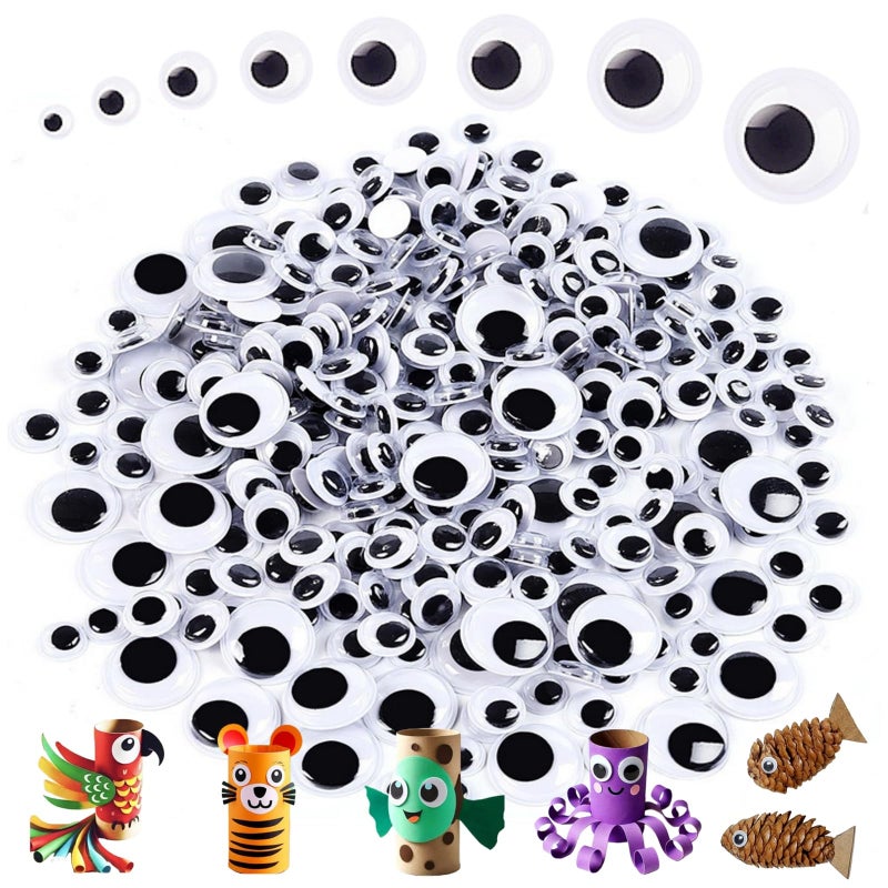 Lifetop 1200PCS Black Wiggle Googly Eyes Self Adhesive Small Large Googly Eyes 5mm 6mm 8mm 10mm 12mm 15mm 18mm 20mm for DIY Crafts Doll Making Holiday Decorations - Image 3