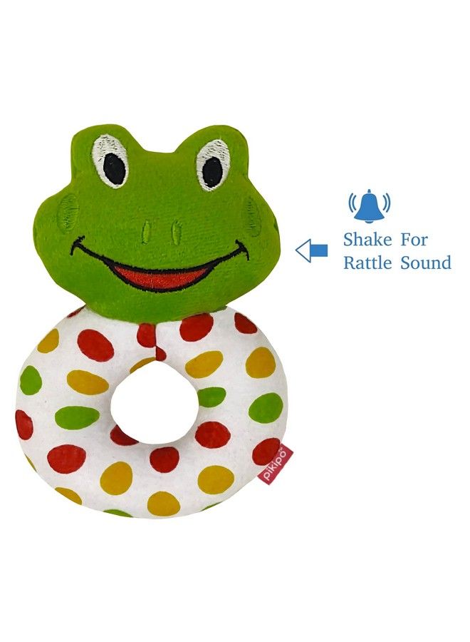 Pikipo Froggy Face Rattle Soft Toy With Round Handle (Green) - Image 4