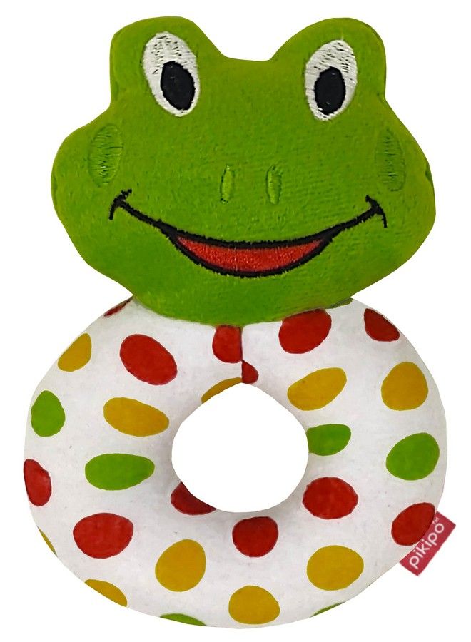 Pikipo Froggy Face Rattle Soft Toy With Round Handle (Green) - Image 2