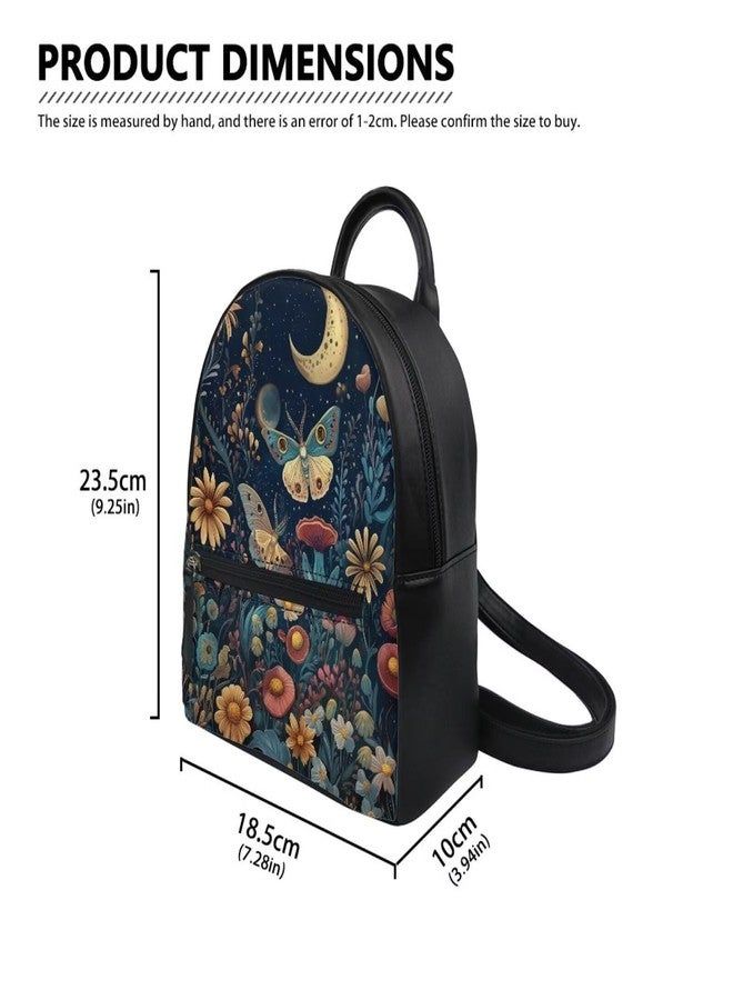 Freewander Small Backpack Purse for Women Vintage Mini Backpack for Teen Girls College School Bookbag with Zipper Travel Shoulder Bag Casual Daypack, Butterfly Moon Print - Image 5