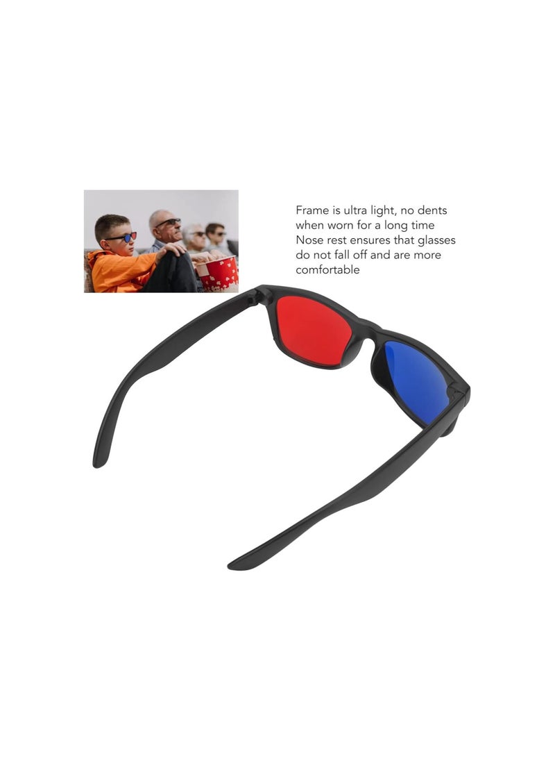 Generic - Red Blue 3D Glasses,Plastic Frame Resin Lens Glasses for Viewing Movie Games,Compatible with TV Projectors,Lightweight Stereoscopic Lens Glasses - Image 1