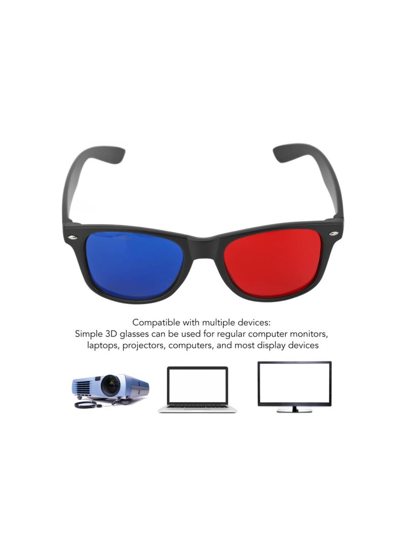 Generic - Red Blue 3D Glasses,Plastic Frame Resin Lens Glasses for Viewing Movie Games,Compatible with TV Projectors,Lightweight Stereoscopic Lens Glasses - Image 1