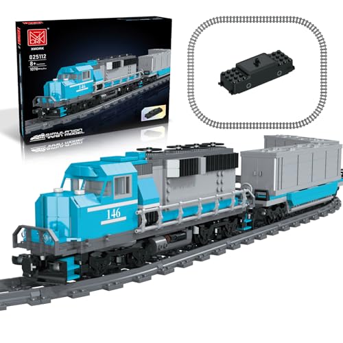 MOCBROPCS Train Building Block Set Freight Cargo Internal Combustion Locomotive Model Building Toys Gift for Kids Age 8Adult 1078 Pieces with 32 Rails and Rechargeable Motor - Image 1