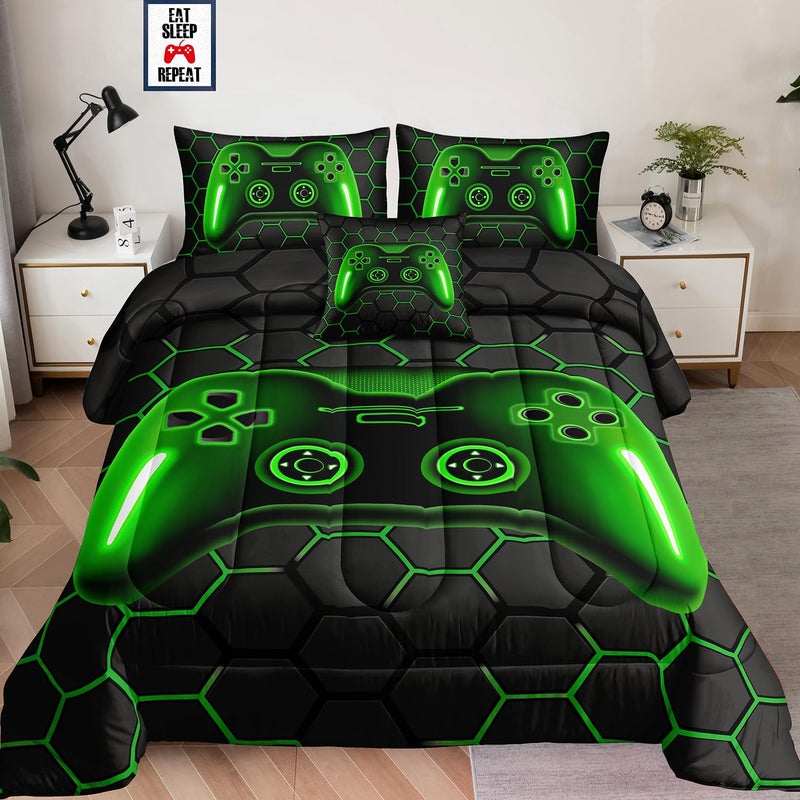5 Pieces Bed in a Bag for Boys Bedding Sets Twin SizeGamer Comforter Sets for Boys Kids Gaming Comforter Set for Teens Room Decor with Flat SheetFitted SheetPillowcaseCushion Cover