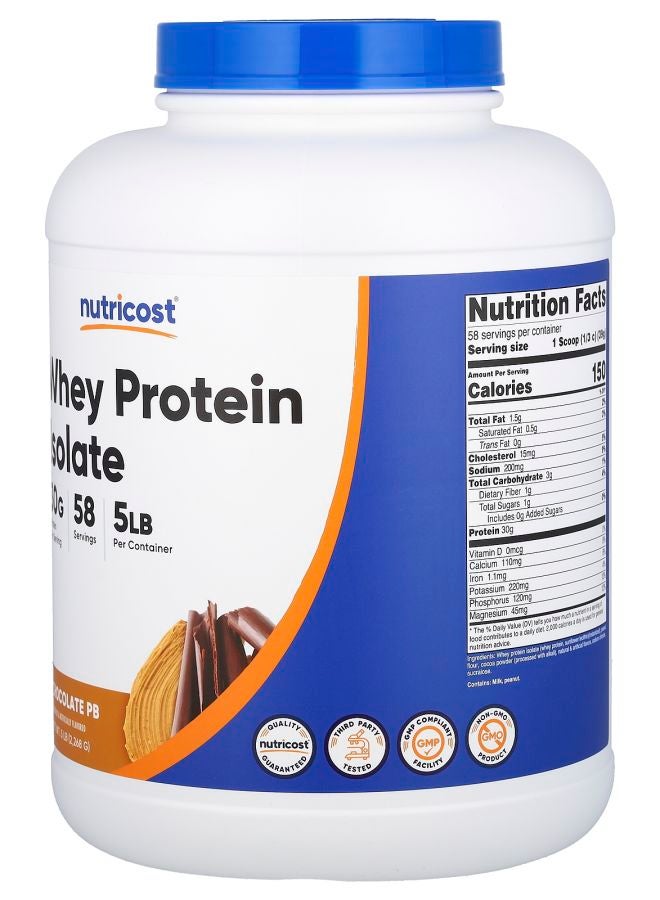 Nutricost Whey Protein Isolate Chocolate PB 5 lb (2268 g) - Image 2