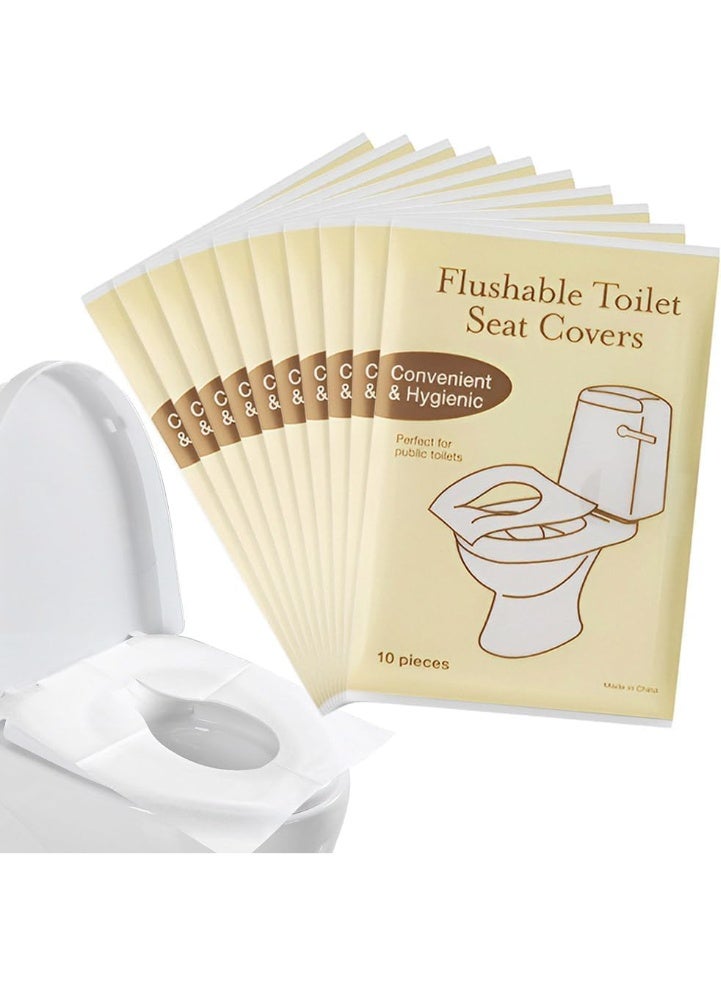 ATRJSZ 10PCS Flushable Toilet Seat Covers - Biodegradable Disposable Liners for Travel, Public Restrooms, Camping, Airplanes & Potty Training - Image 1