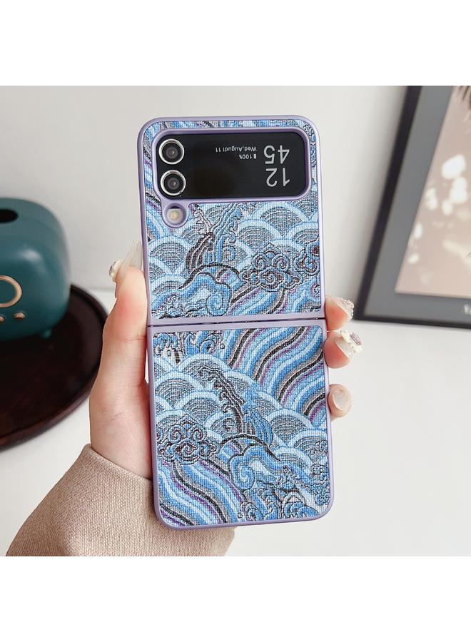 اس-توب جراب لهاتف Samsung Galaxy Z Flip 4، جراب هاتف بتغطية كاملة مطرز بنقشة غيوم مواتية - Image 2