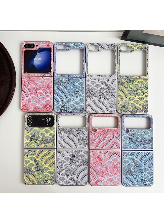 اس-توب جراب لهاتف Samsung Galaxy Z Flip 4، جراب هاتف بتغطية كاملة مطرز بنقشة غيوم مواتية - Image 4