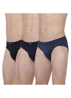 Levi's Levi's Men's Cotton Style #011 Comfort Regular Fit Solid Brief (Pack of 3) (#011-BRIEF-BLK/NAVY/NMEL-P3_Black,Navy,N.Melange_L)  - Image 1