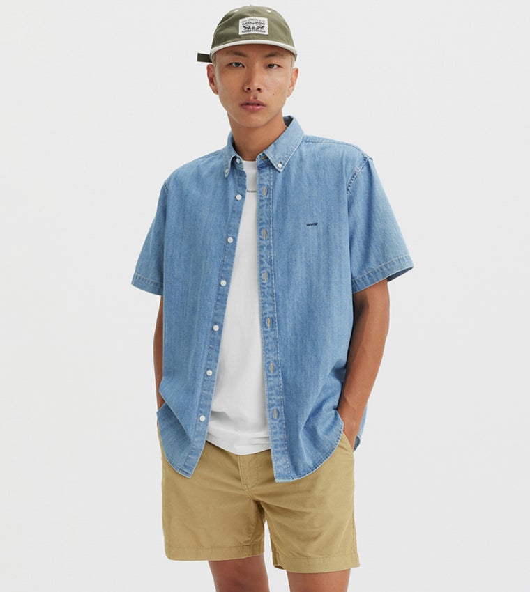 ليفايز قميص بأزرار بأكمام قصيرة أصلي