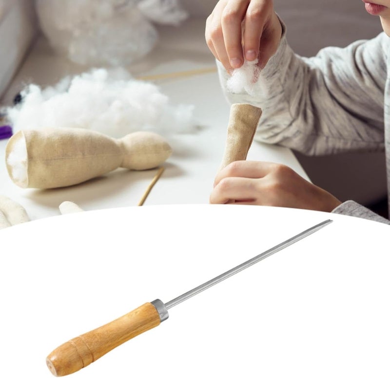 Doll Stuffing Awl Crochet Doll Making Tool Wooden Handle Art Supplies Cotton Stuffing Tool Plush Doll Fill Tool for DIY Suitable for Handmade Toys, 26.6cmx0.6cm - Image 4