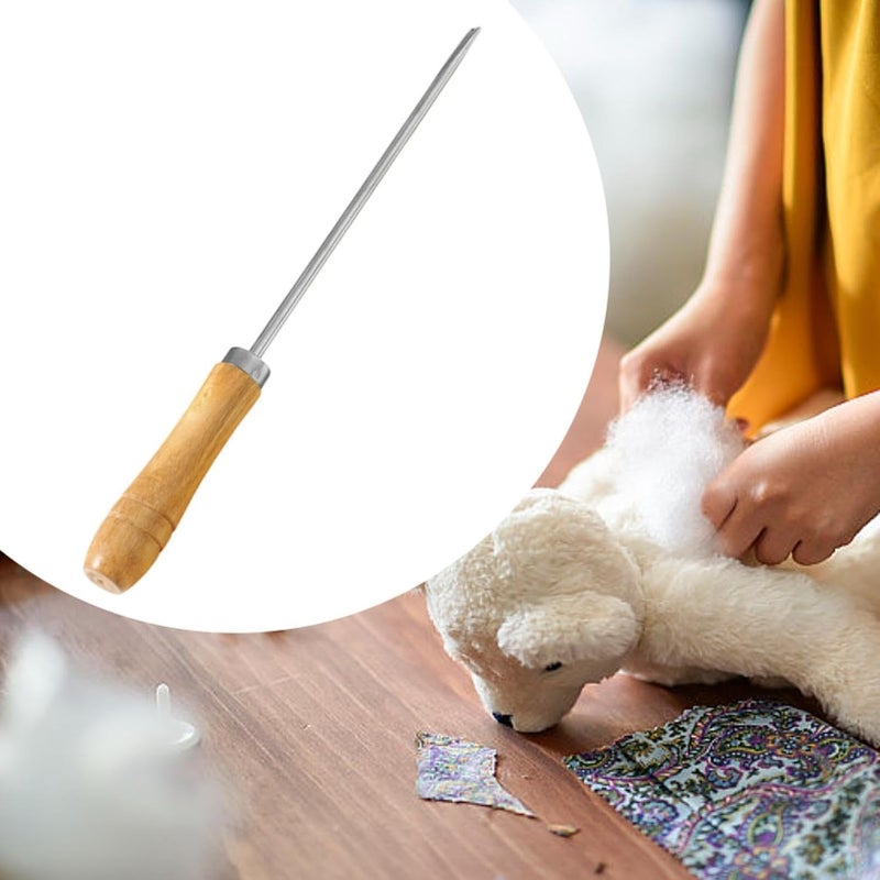 Doll Stuffing Awl Crochet Doll Making Tool Wooden Handle Art Supplies Cotton Stuffing Tool Plush Doll Fill Tool for DIY Suitable for Handmade Toys, 26.6cmx0.6cm - Image 5