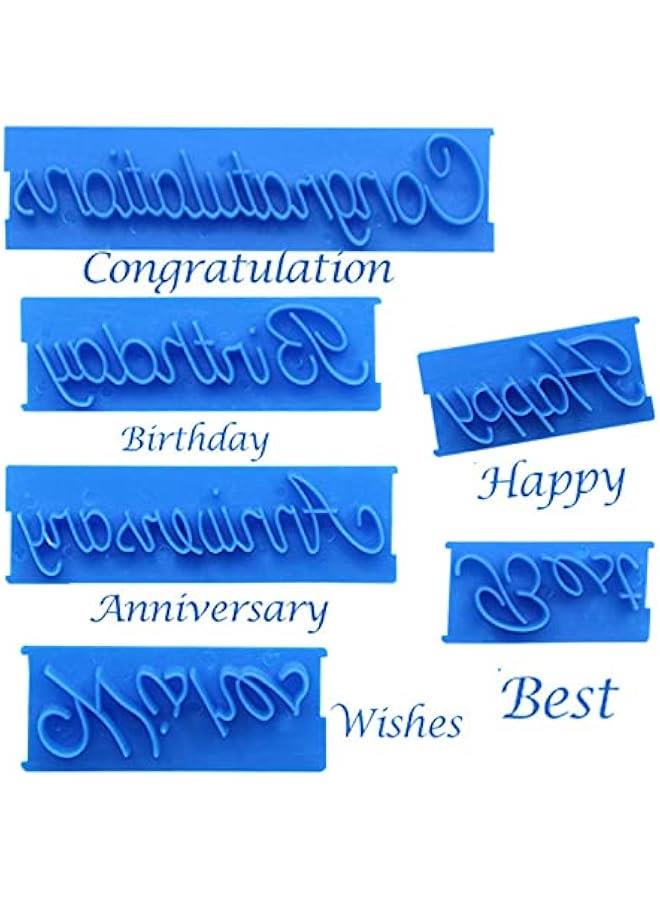 6 Pcs Cake Word, DIY Handwriting Letter Print Stamp Bakery Supply Congratulation Anniversary Birthday Wish Happy Best Written Cake for Baking Usage - Image 3