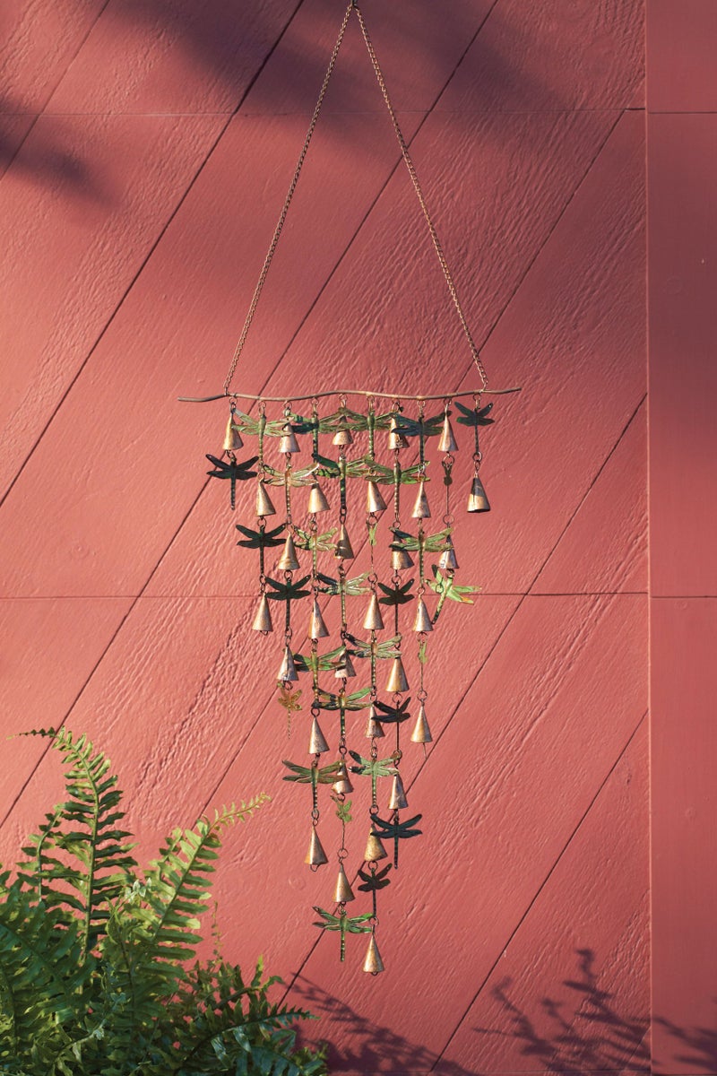 Ancient Graffiti Verdigris and Copper Shimmering Bells Dragonflies - Image 2