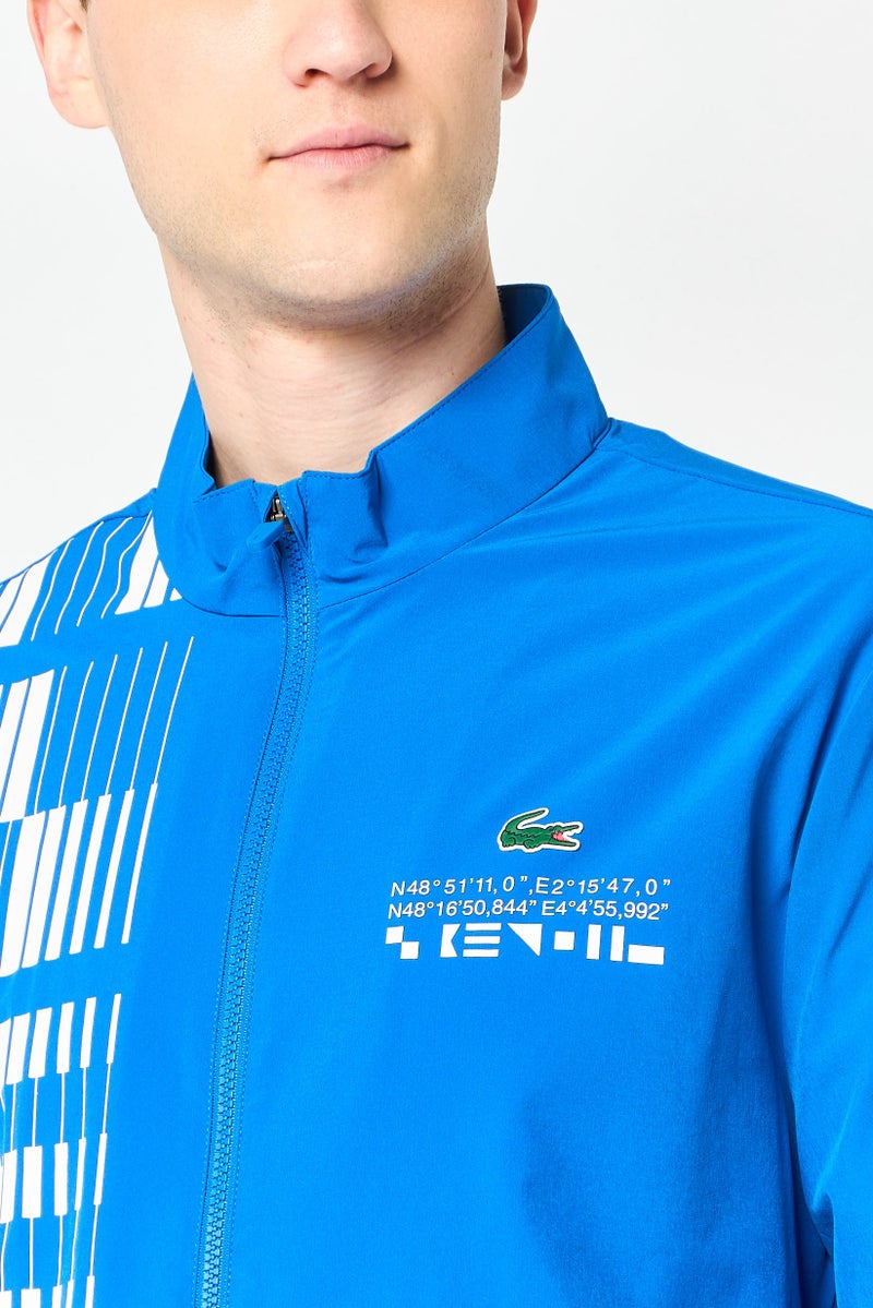 LACOSTE Men Graphic Print Windbreaker Jacket, Blue - Image 3