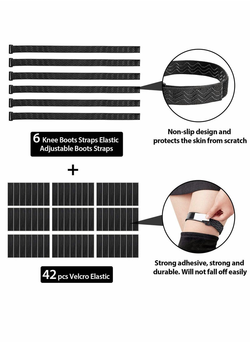 Knee Boots Straps TERRIFI Adjustable Elastic Boots Straps with Hook and Loop Tape for Knee high Boots Velcro 6 Pieces