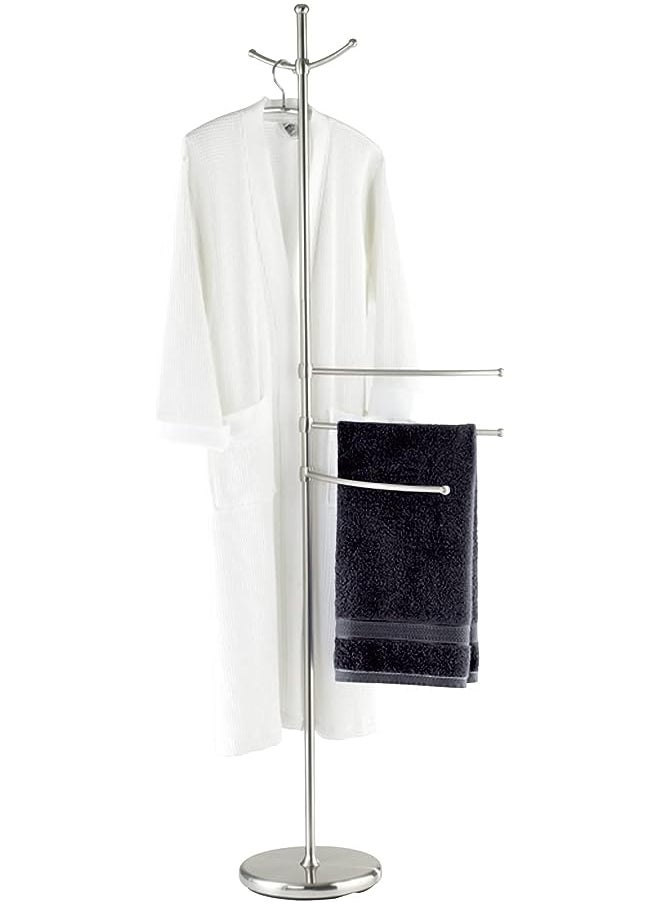 Raxoom Adiamo Towel and Coat Rack, Steel, Heavy Solid Foot, Home & Bathroom Accessory, Storage Rack for Towels, Coats, Hats, 28x170x28cm, Matt  - Image 1