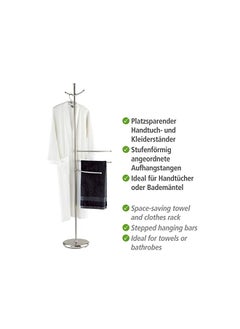 Raxoom Adiamo Towel and Coat Rack, Steel, Heavy Solid Foot, Home & Bathroom Accessory, Storage Rack for Towels, Coats, Hats, 28x170x28cm, Matt  - Image 3