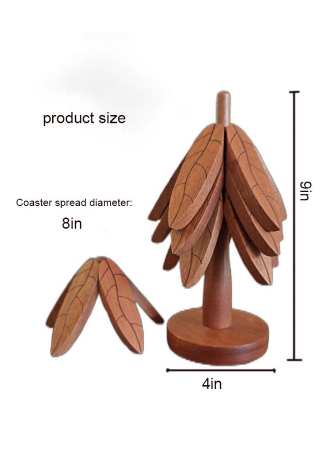 CIMIA 4 PCS Solid Wood Coasters, Christmas Tree Shape with Stand, Heat Resistant Reusable Tea or Coffee Coaster,Coasters for Crafts  - Image 2