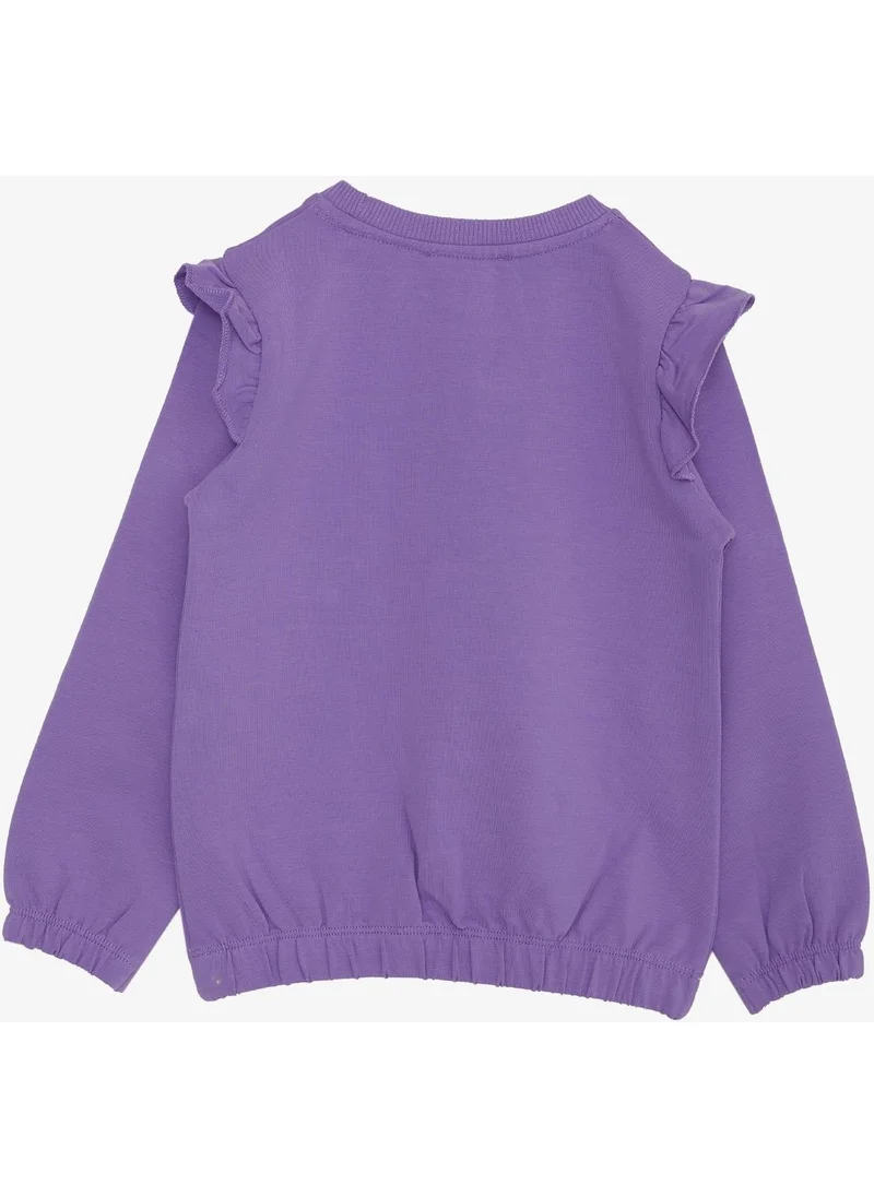 Breeze Girl's Sweatshirt with Sequined Teddy Bear Accessory Glitter Text Based 1.5-5 Years, Purple