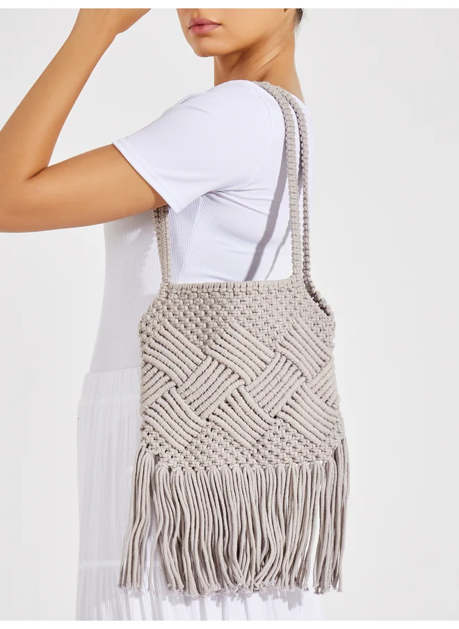 ستايلي Styli Weave Pattern Crochet Shoulder Bag