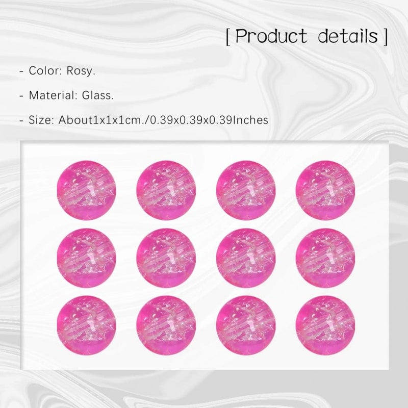 comfrt 40Pcs Glass Spacer Loose Beads Crystal Crackle Beads for DIY Necklace Bracelet Jewelry Making (10mm Pink) - Image 3