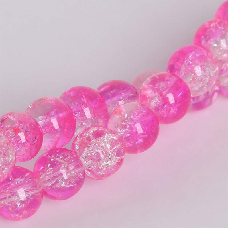 comfrt 40Pcs Glass Spacer Loose Beads Crystal Crackle Beads for DIY Necklace Bracelet Jewelry Making (10mm Pink) - Image 5