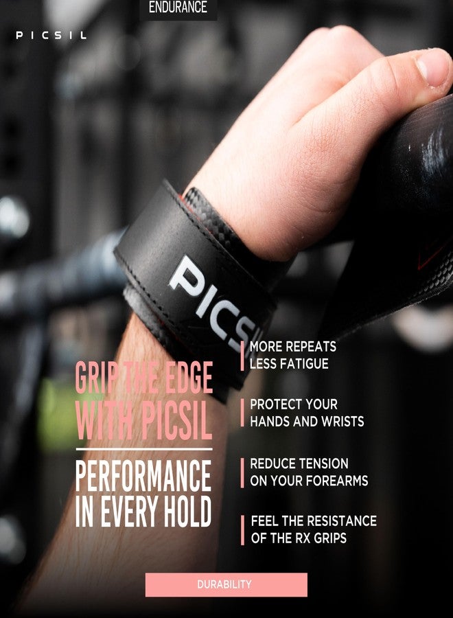PICSIL RX Carbon Grips 2 Holes, Hand Made, Hand Grips for Weightlifting, Muscleups, Pull Ups, Gymnastics, Prevent Blisters and Rips,Hand Protection, for Men and Women (Red 2H, Small) - Image 2