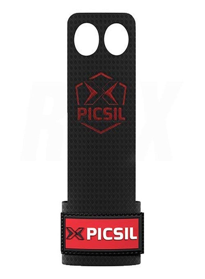 PICSIL RX Carbon Grips 2 Holes, Hand Made, Hand Grips for Weightlifting, Muscleups, Pull Ups, Gymnastics, Prevent Blisters and Rips,Hand Protection, for Men and Women (Red 2H, Small) - Image 4
