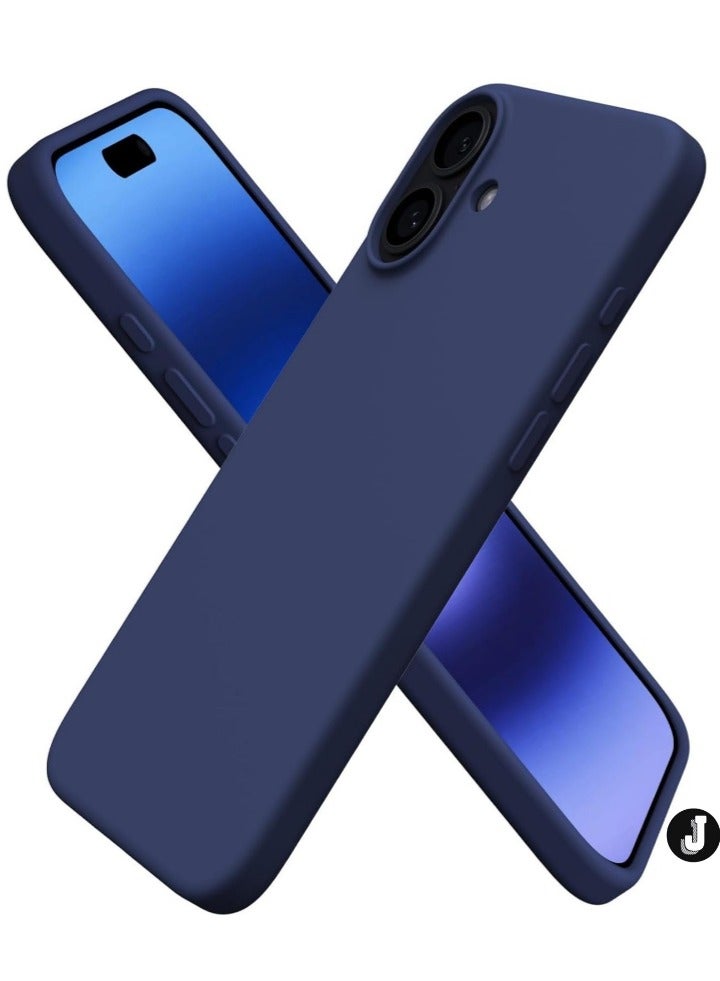 JAJEEK "Premium Soft Liquid Silicone Case for iPhone 16 – Silky Soft Touch Full-Body Protective Bumper (Dark Blue)" - Image 1