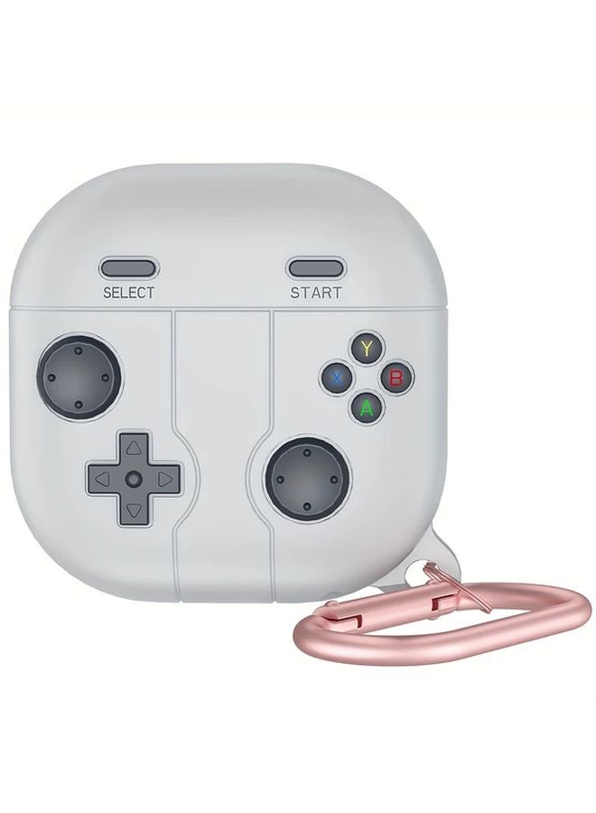 Light Grey Case For Galaxy Buds Live Pro FE 2 With Metal Hook Gaming Style Durable Cover - Image 1