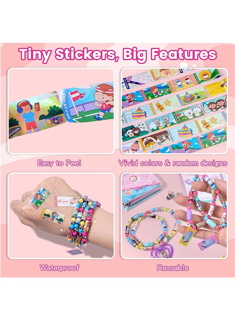 Topyich Kids' Sticky Rolls Bracelet Kit, DIY Sticker Jewelry Toy Wearable Shareable, 32 Sticker Rolls Reusable 256 Stickers, Sticky Roll Bracelet Necklace Gift Kit with 6 Charms, 2 Pendants, Many Beads - Image 4