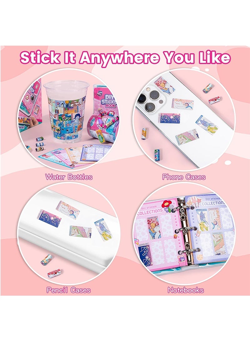 Topyich Kids' Sticky Rolls Bracelet Kit, DIY Sticker Jewelry Toy Wearable Shareable, 32 Sticker Rolls Reusable 256 Stickers, Sticky Roll Bracelet Necklace Gift Kit with 6 Charms, 2 Pendants, Many Beads - Image 5