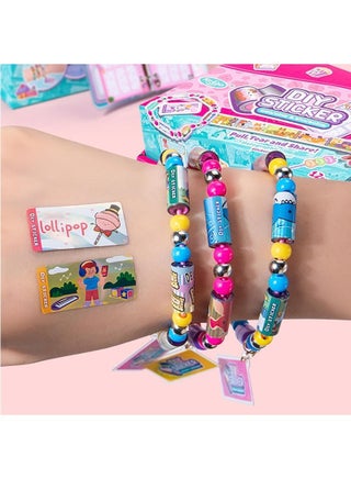 DIY Sticker Bracelet Making Kit for Girls, Reusable Sticker Jewelry Craft Kit, Kids' Wearable Shareable Bracelet & Necklace Gift Set - view 3