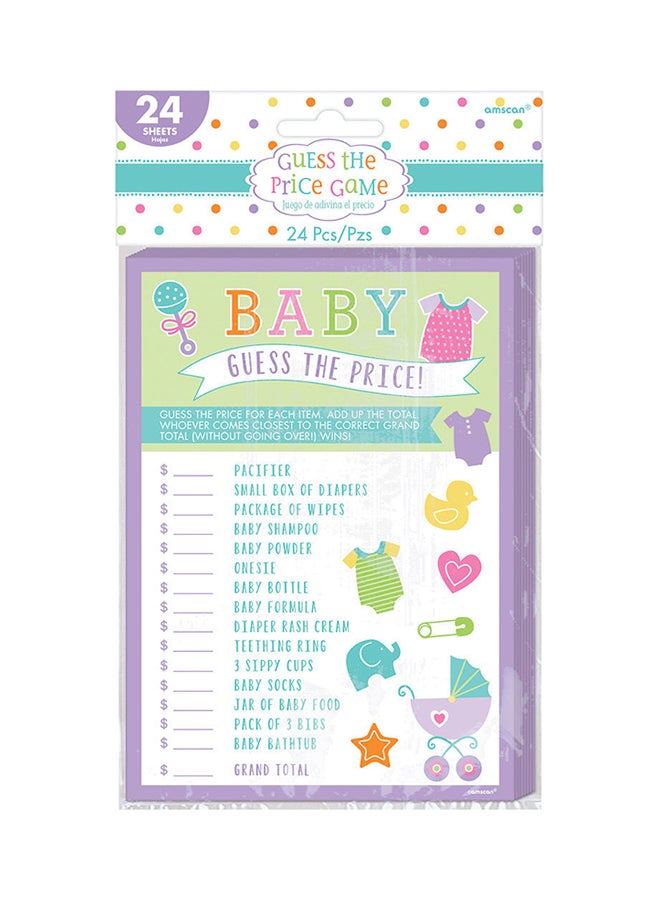 Amscan 24-Piece Baby Shower Guess The Price Sheet Set