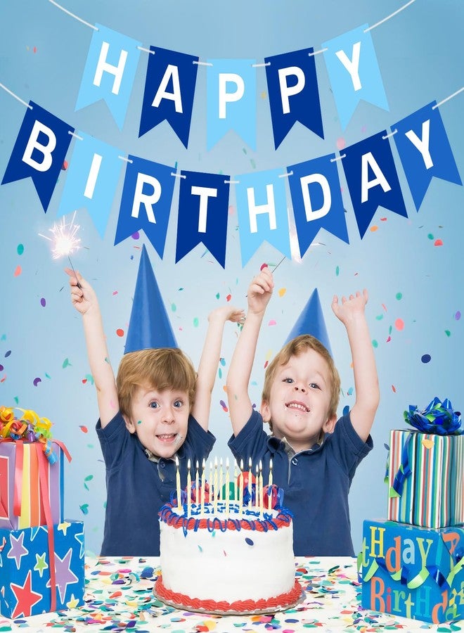 لافتات عيد ميلاد سعيد زرقاء جاهزة للتعليق من باتيكول، زينة حفلات أعياد الميلاد للأولاد والرجال والنساء والفتيات - Image 2