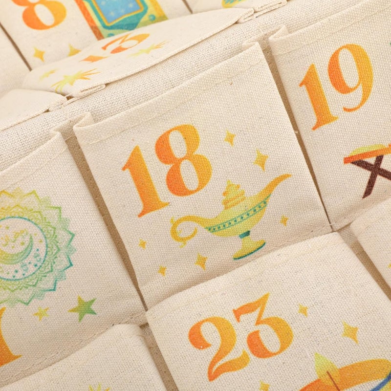 HOWAF Fabric Ramadan Mubarak Advent Calendar (Countdown to Eid), 30 Days Mystery Eid Mubarak Countdown Calendar with 30 Pockets for Eid Mubarak Home Wall Decoration - Image 3