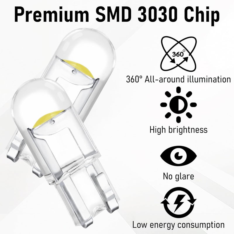 KASTWAVE Demand fit global economical quality 30 PCS 194 LED Bulbs, 168 2825 W5W T10 Wedge COB LED, 6000K White License Plate, Interior Dashboard Light, Error-Free, Waterproof for Car Dome, License Plate, Parking Lights Personal & public compatible - Image 5