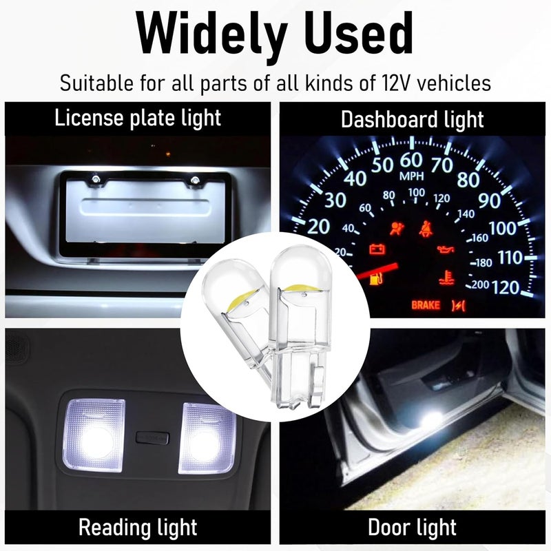 KASTWAVE Demand fit global economical quality 30 PCS 194 LED Bulbs, 168 2825 W5W T10 Wedge COB LED, 6000K White License Plate, Interior Dashboard Light, Error-Free, Waterproof for Car Dome, License Plate, Parking Lights Personal & public compatible - Image 3
