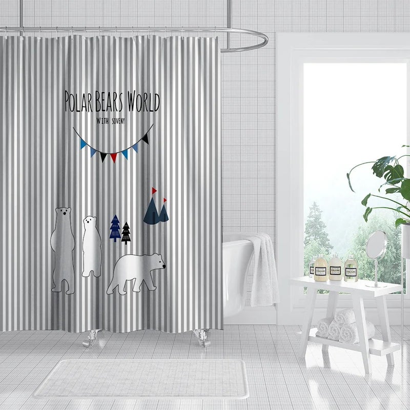 Y&D Bathroom Sets Shower Curtain Rugs Designers Curtain Set Bathroom Fancy 100% Polyester 4 Piece Shower Curtain - Image 1