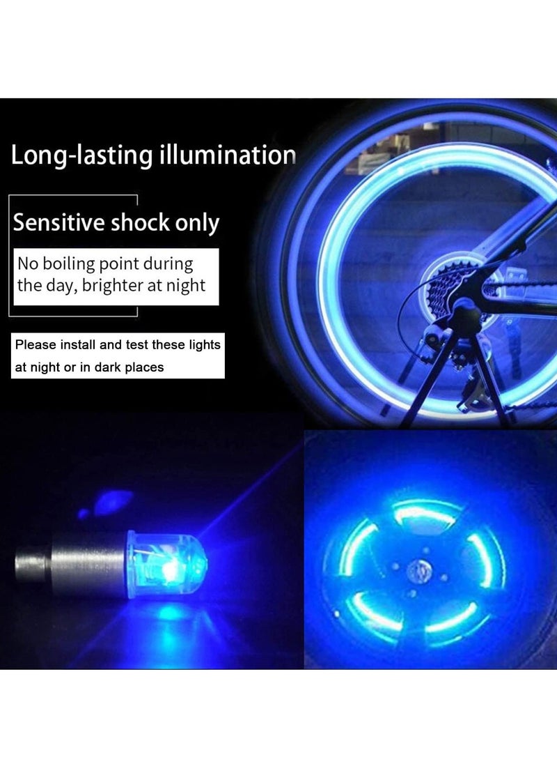KASTWAVE - Bicycle Wheel Light, Blue LED Tire Valve Stem Neon Light Bulb Waterproof Tire Light Valve Light Spoke Flash for Cars, Motorcycles, Bicycles and Other Valve Cover Accessories (4 Pieces) - Image 1