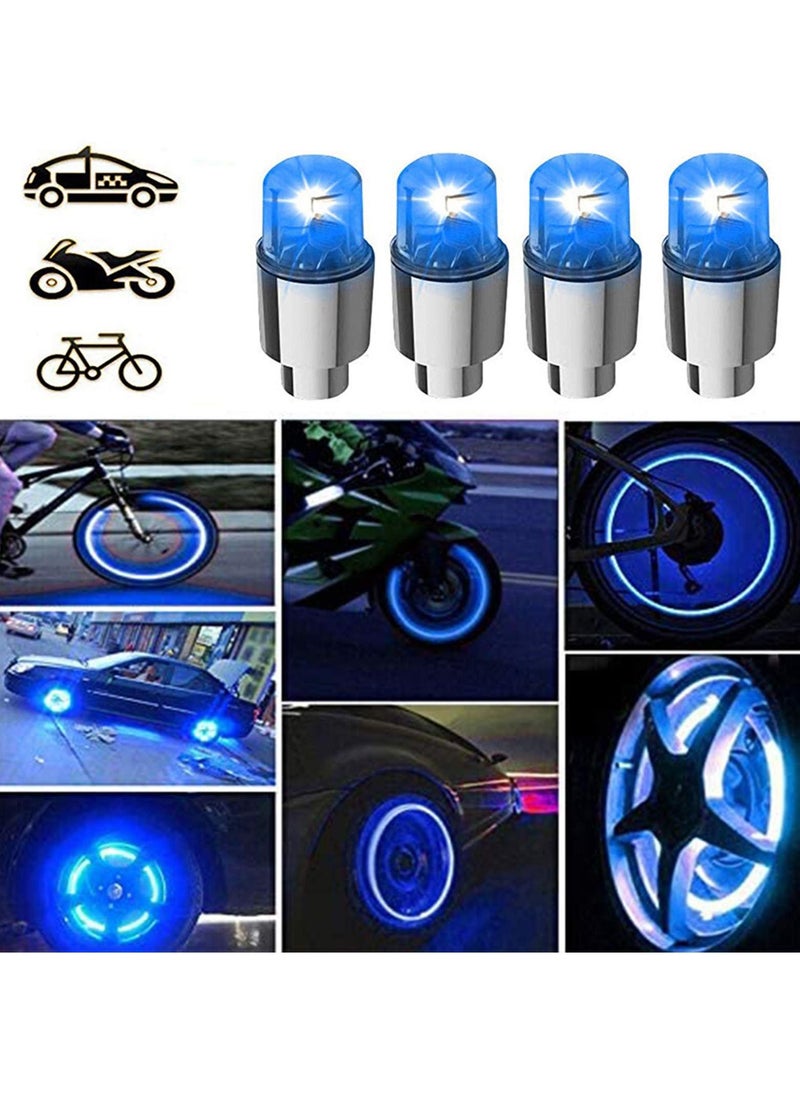 KASTWAVE - Bicycle Wheel Light, Blue LED Tire Valve Stem Neon Light Bulb Waterproof Tire Light Valve Light Spoke Flash for Cars, Motorcycles, Bicycles and Other Valve Cover Accessories (4 Pieces) - Image 1