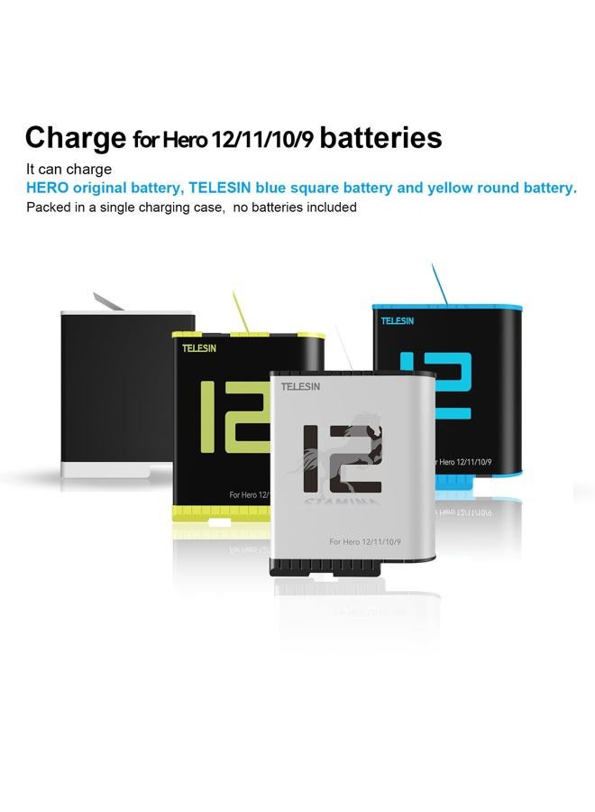 TELESIN شاحن بطارية TELESIN Enduro لجهاز GoPro 12 11 10 9، بحجم جيب مع مؤشر طاقة ذكي ومنفذ شحن جانبي لبطاريات Go Pro Enduro Hero 12 11 10 9 ملحقات الشحن الأصلية - Image 2