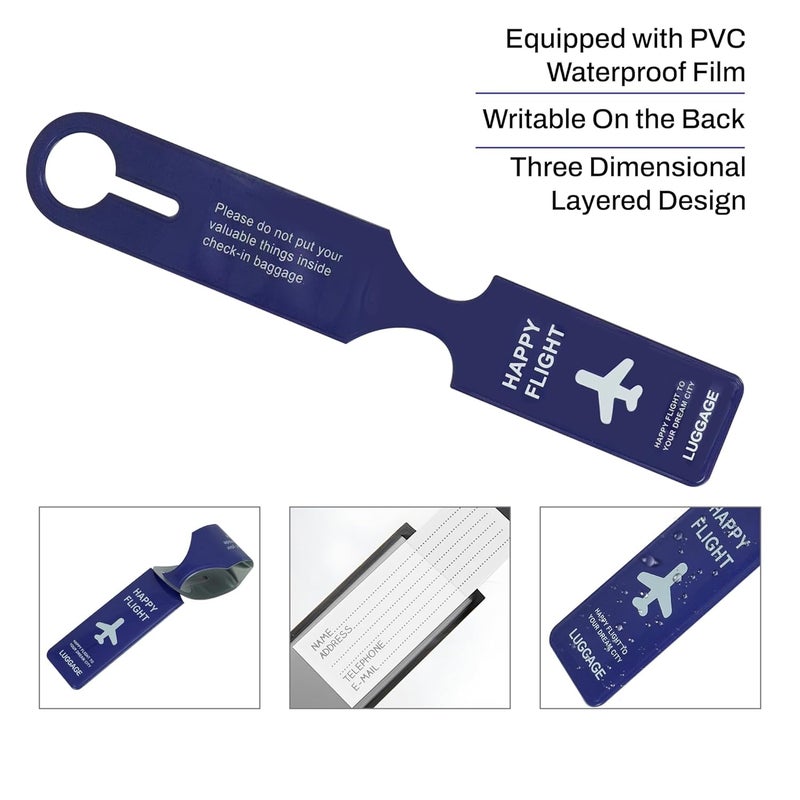 SNDIA 4 حزمة علامات الأمتعة PVC ملصقات الأمتعة للحقائب مع أسماء وعناوين وأرقام هواتف - أزرق - Image 5