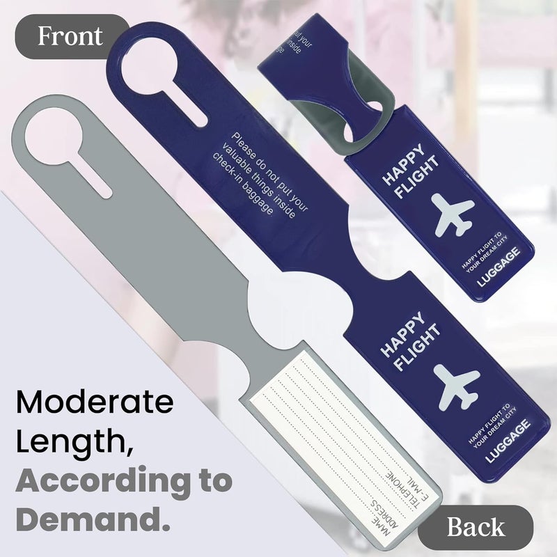 SNDIA 4 حزمة علامات الأمتعة PVC ملصقات الأمتعة للحقائب مع أسماء وعناوين وأرقام هواتف - أزرق - Image 3