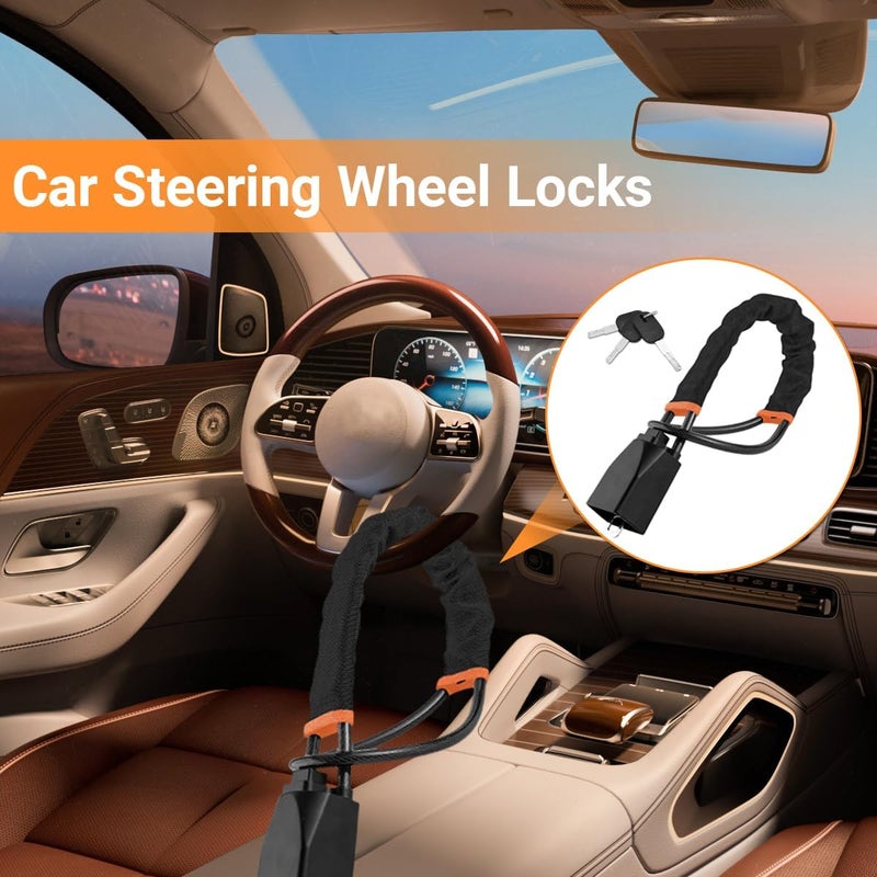 Accessonico Steering Wheel Lock - Anti-Theft Car Security Device with 3 Keys - Image 2