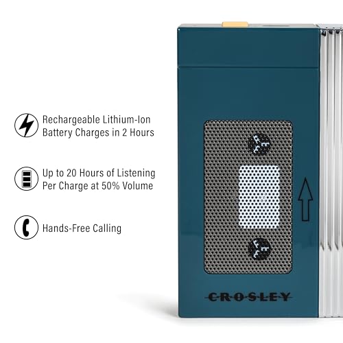 Crosley CR3047A-TL Mini Retro 80's Portable Bluetooth Speaker, Wireless with Microphone, Vintage, Teal - Image 2