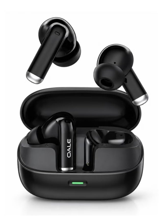 OALE Wireless Bluetooth Earbuds with ENC Noise Cancelling, 50H Playtime, Bluetooth 6.0, Touch Control, Dual Track Stereo Sound, In-Ear TWS Earphones, Clear Calling, Portable Charging Case, Black - Image 1