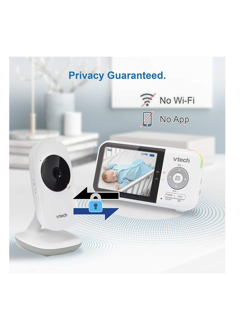 vtech - VM819 Video Baby Monitor with 19Hour Battery Life 1000ft Long Range Auto Night Vision 2.8” Screen, 2 Way Audio Talk Temperature Sensor Power Saving Mode And Lullabies - Image 1